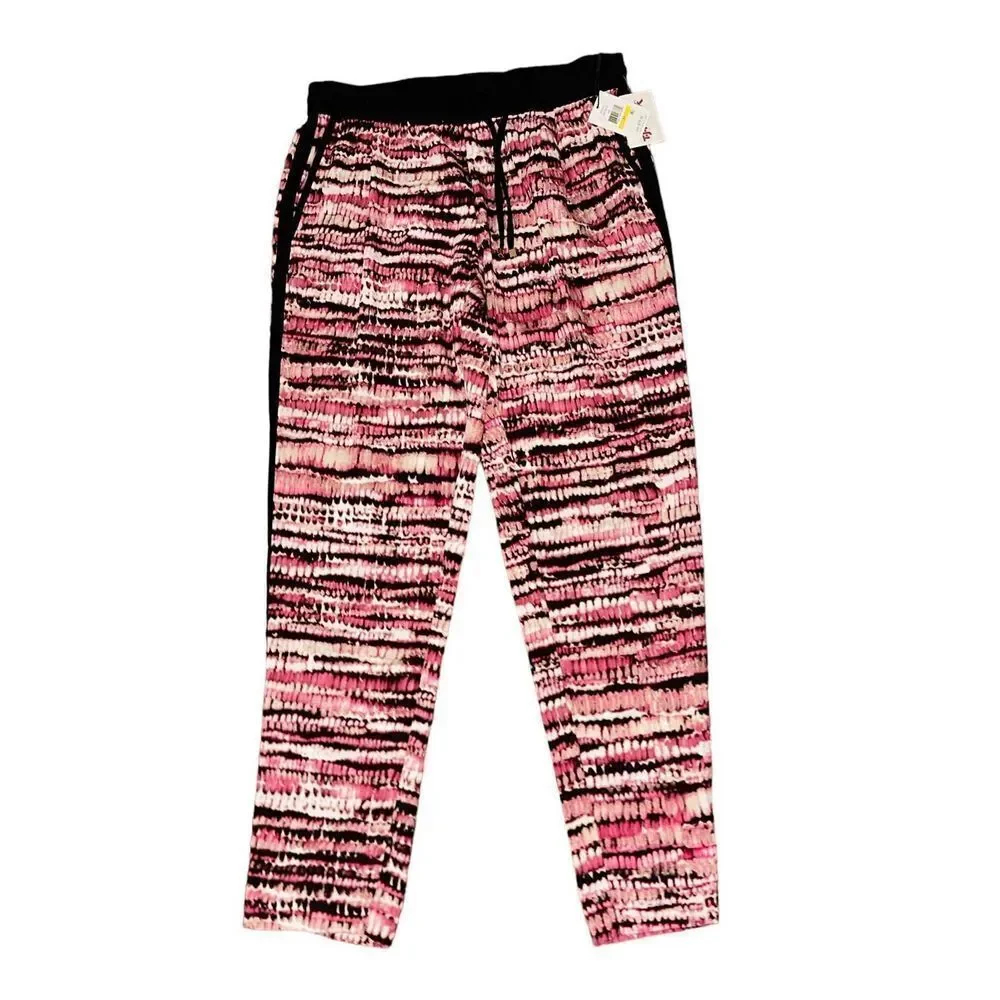 NEW WITH TAGS Calvin Klein Jogger Pants PINK Black White BEAUTIFUL Print Drawstr